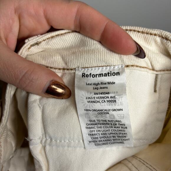 Reformation Lexi High Rise Wide Leg Jeans Ivory - Picture 2 of 12